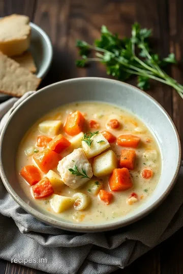 Acid Reflux-Friendly Fish Chowder presentation
