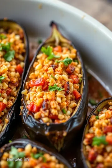 Bake Stuffed Aubergine: Tasty Veggie Treat presentation