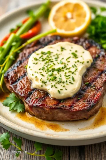 Grilled Beef Steak with Flavorful Herb Butter presentation