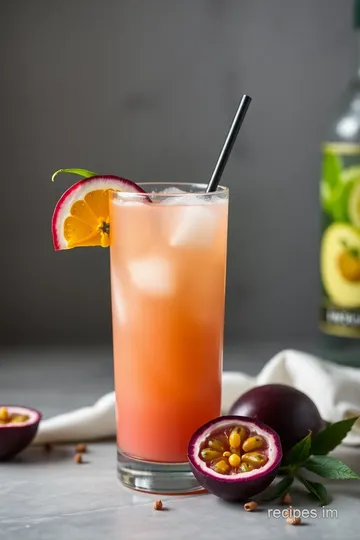 Shake Passion Fruit Cocktail with Bubbles presentation