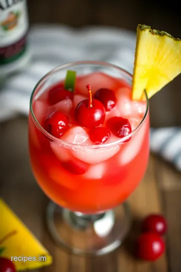 Tropical Malibu Bay Breeze Cocktail presentation